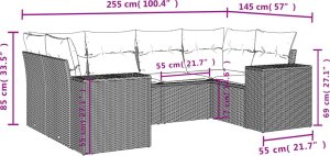 vidaXL 6-cz. zestaw wypoczynkowy do ogrodu, z poduszkami, brązowy 7
