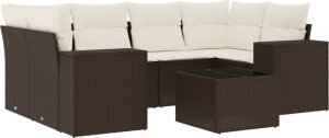 vidaXL 7-cz. zestaw wypoczynkowy do ogrodu, z poduszkami, brązowy 2