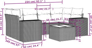 vidaXL 7-cz. zestaw wypoczynkowy do ogrodu, z poduszkami, brązowy 8