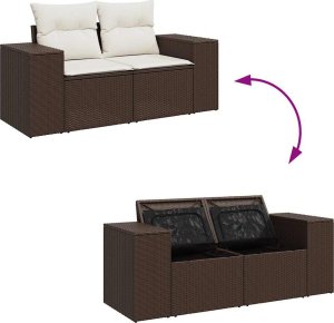 vidaXL 4-cz zestaw wypoczynkowy do ogrodu, poduszki, brązowy rattan PE 7