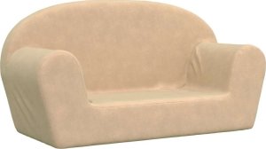 vidaXL Sofa dla dzieci, 2-os. , kremowa, miękki plusz 2
