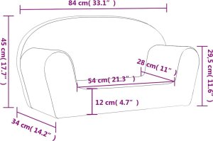 vidaXL Sofa dla dzieci, 2-os. , kremowa, miękki plusz 8
