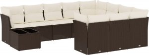 vidaXL 11-cz. zestaw mebli ogrodowych z poduszkami, brązowy, rattan PE 2