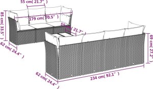 vidaXL 8-cz. zestaw wypoczynkowy do ogrodu, z poduszkami, brązowy 3