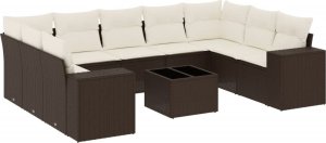 vidaXL 10-cz. zestaw mebli ogrodowych z poduszkami, brązowy polirattan 2