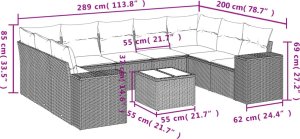vidaXL 10-cz. zestaw mebli ogrodowych z poduszkami, brązowy polirattan 7