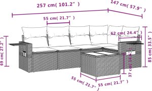 vidaXL 6-cz. zestaw wypoczynkowy do ogrodu, z poduszkami, brązowy 9