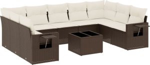 vidaXL 10-cz. zestaw mebli ogrodowych z poduszkami, brązowy polirattan 2