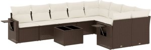vidaXL 10-cz. zestaw mebli ogrodowych z poduszkami, brązowy polirattan 2