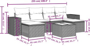 vidaXL 7-cz. zestaw wypoczynkowy do ogrodu, z poduszkami, brązowy 9