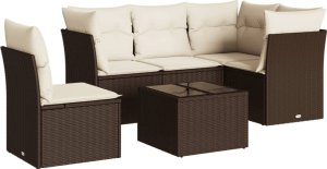 vidaXL 6-cz. zestaw wypoczynkowy do ogrodu, z poduszkami, brązowy 2