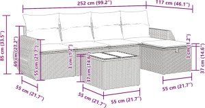 vidaXL 6-cz. zestaw wypoczynkowy do ogrodu, z poduszkami, brązowy 12