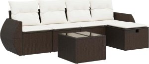 vidaXL 6-cz. zestaw wypoczynkowy do ogrodu, z poduszkami, brązowy 2