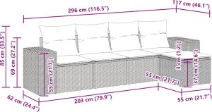 vidaXL 5-cz. zestaw mebli ogrodowych z poduszkami, brązowy, polirattan 12