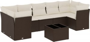 vidaXL 8-cz. zestaw wypoczynkowy do ogrodu, z poduszkami, brązowy 2