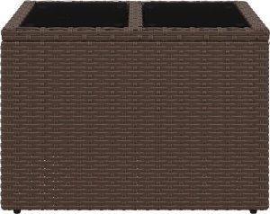 vidaXL Stolik ogrodowy ze szklanym blatem, brązowy, 55x55x37 cm 4