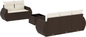 vidaXL 6-cz. zestaw wypoczynkowy do ogrodu, z poduszkami, brązowy 2