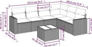 vidaXL 7-cz. zestaw wypoczynkowy do ogrodu, z poduszkami, brązowy 3