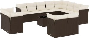 vidaXL 13-cz. zestaw mebli ogrodowych z poduszkami, brązowy polirattan 2