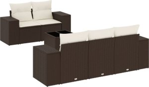 vidaXL 6-cz. zestaw wypoczynkowy do ogrodu, z poduszkami, brązowy 2