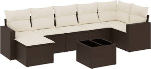 vidaXL 8-cz. zestaw wypoczynkowy do ogrodu, z poduszkami, brązowy 2