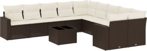 vidaXL 11-cz. zestaw mebli ogrodowych z poduszkami, brązowy, rattan PE 2