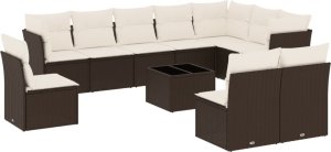 vidaXL 11-cz. zestaw mebli ogrodowych z poduszkami, brązowy, rattan PE 2