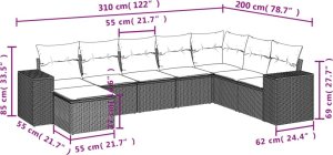 vidaXL 8-cz. zestaw wypoczynkowy do ogrodu, z poduszkami, brązowy 8