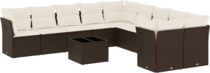 vidaXL 11-cz. zestaw mebli ogrodowych z poduszkami, brązowy, rattan PE 2