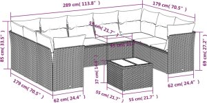 vidaXL 10-cz. zestaw mebli ogrodowych z poduszkami, brązowy polirattan 7