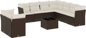 vidaXL 10-cz. zestaw mebli ogrodowych z poduszkami, brązowy polirattan 2