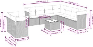 vidaXL 10-cz. zestaw mebli ogrodowych z poduszkami, brązowy polirattan 7