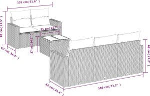 vidaXL 6-cz. zestaw wypoczynkowy do ogrodu, z poduszkami, brązowy 3