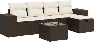 vidaXL 6-cz. zestaw wypoczynkowy do ogrodu, z poduszkami, brązowy 2