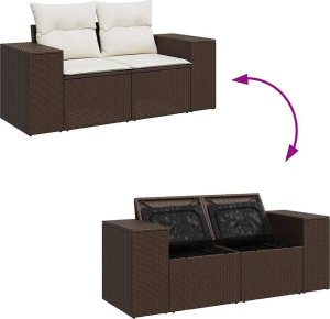 vidaXL 6-cz. zestaw wypoczynkowy do ogrodu, z poduszkami, brązowy 8