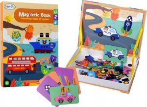 LeanToys Magnetyczna Układanka Książka Pojazdy Karty Helikopter Policja LEAN Toys 1