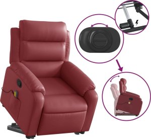 vidaXL Podnoszony fotel masujący, rozkładany, winna czerwień, ekoskóra 5