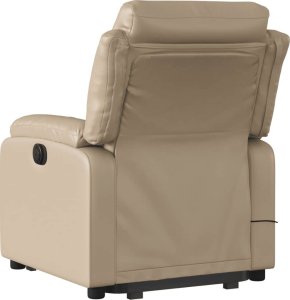 vidaXL Podnoszony fotel masujący, rozkładany, cappuccino, ekoskóra 4
