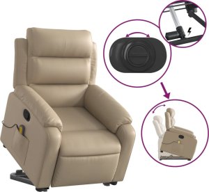 vidaXL Podnoszony fotel masujący, rozkładany, cappuccino, ekoskóra 5