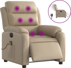 vidaXL Rozkładany fotel masujący, elektryczny, cappuccino, ekoskóra 2