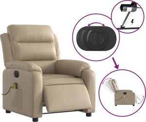 vidaXL Rozkładany fotel masujący, elektryczny, cappuccino, ekoskóra 5