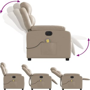 vidaXL Rozkładany fotel masujący, elektryczny, cappuccino, ekoskóra 6