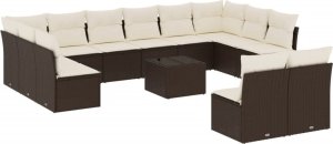 vidaXL 13-cz. zestaw mebli ogrodowych z poduszkami, brązowy polirattan 2