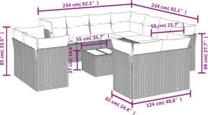 vidaXL 12-cz. zestaw mebli do ogrodu, z poduszkami brązowe polirattan 3