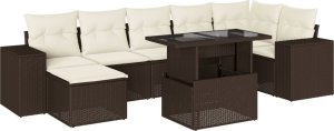 vidaXL vidaXL 8-cz. zestaw wypoczynkowy do ogrodu, z poduszkami, brązowy 2