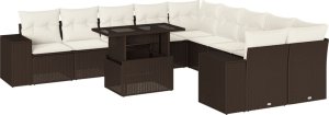 vidaXL vidaXL 11-cz. zestaw mebli ogrodowych z poduszkami, brązowy, rattan PE 2
