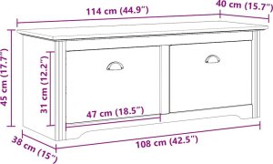 vidaXL vidaXL Ławka do przedpokoju, BODO, biała, 114x40x45 cm 9