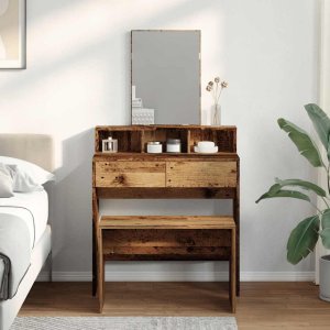 vidaXL Taboret toaletowy Stare drewno 70x35x45 cm Drewno klejone 3