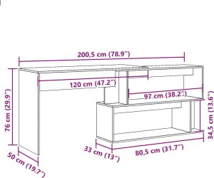 Biurko vidaXL Dąb Artisan 200 cm x 50 cm 9