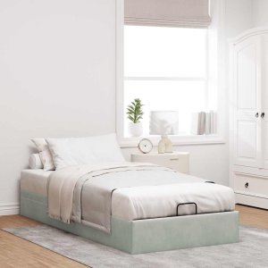 vidaXL vidaXL Rama łóżka otomana bez materaca, jasnoszara, 80x200 cm, aksamit 3